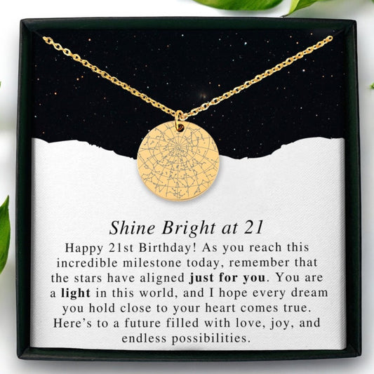 21st Birthday Star Map Necklace For Her