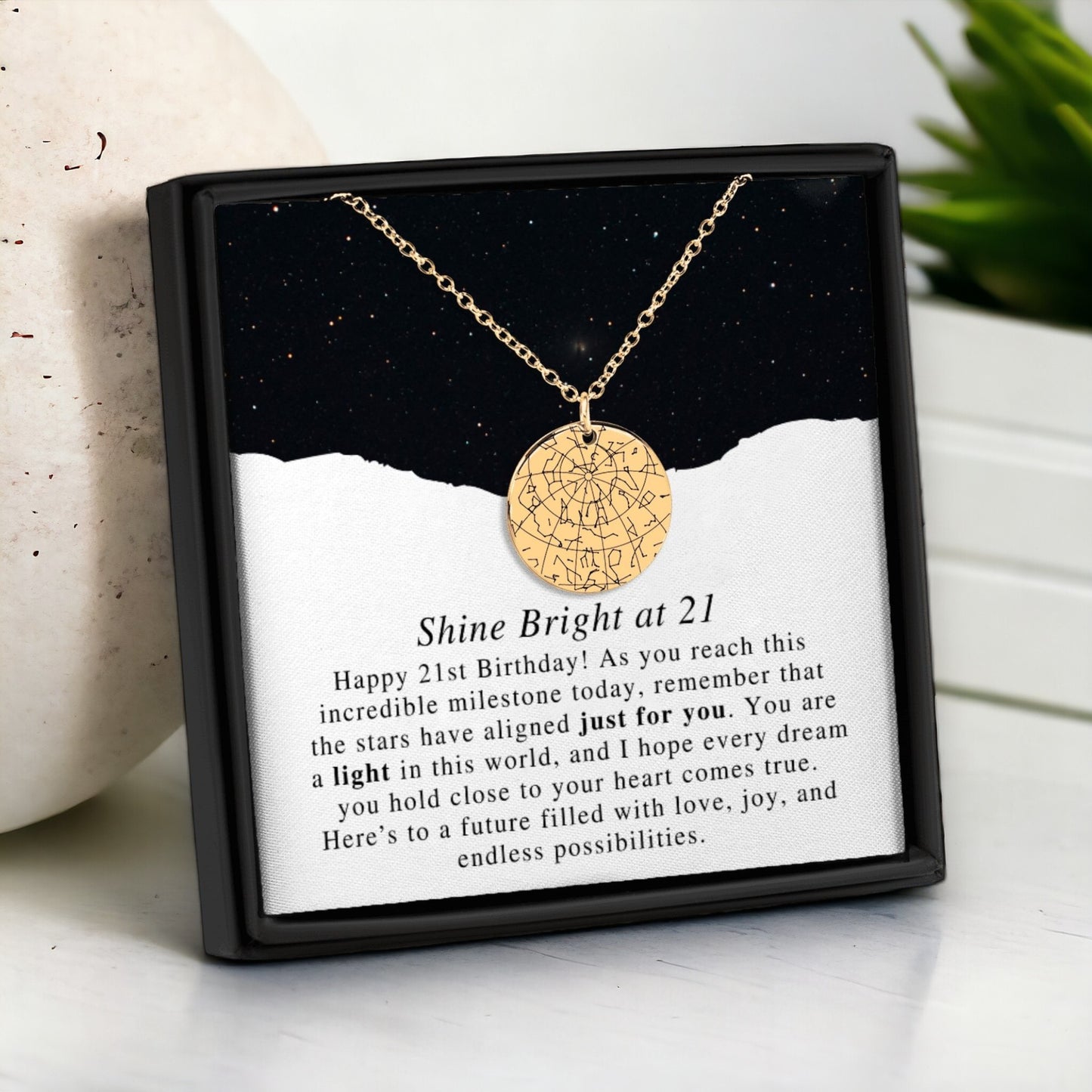 21st Birthday Star Map Necklace For Her