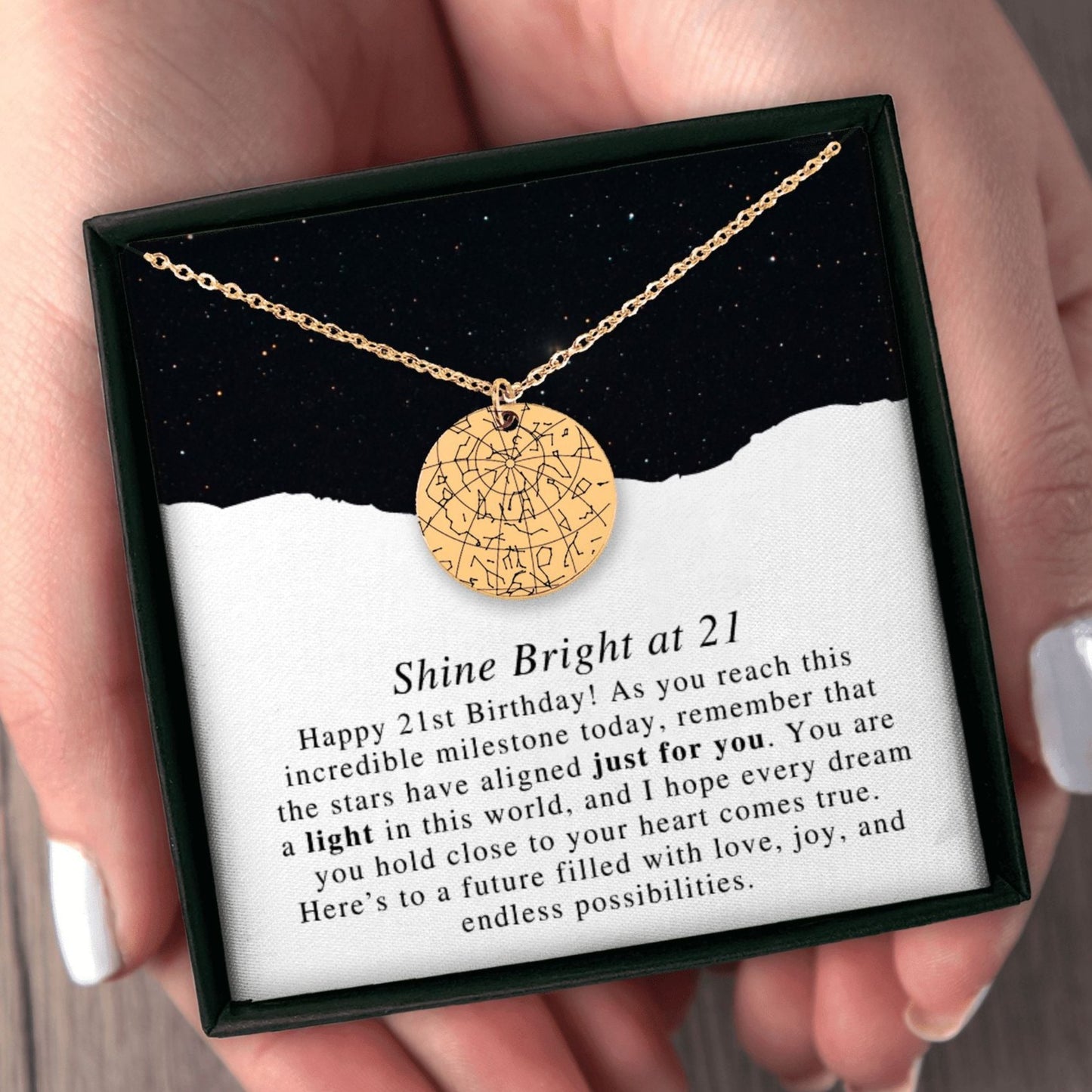 21st Birthday Star Map Necklace For Her