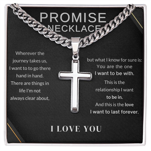 Personalized Promise Cross Necklace For Boyfriend, Anniversary Gift, Gifts For Husband, Christmas Gift For Him - Stacy Style