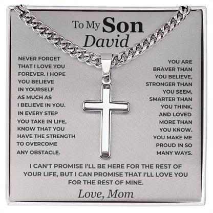 To My Son - Cuban Link Chain - Personalized Artisan Cross Gift Set