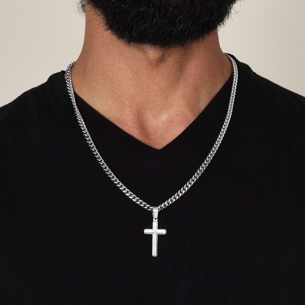 To My Son - Cuban Link Chain - Personalized Artisan Cross Gift Set