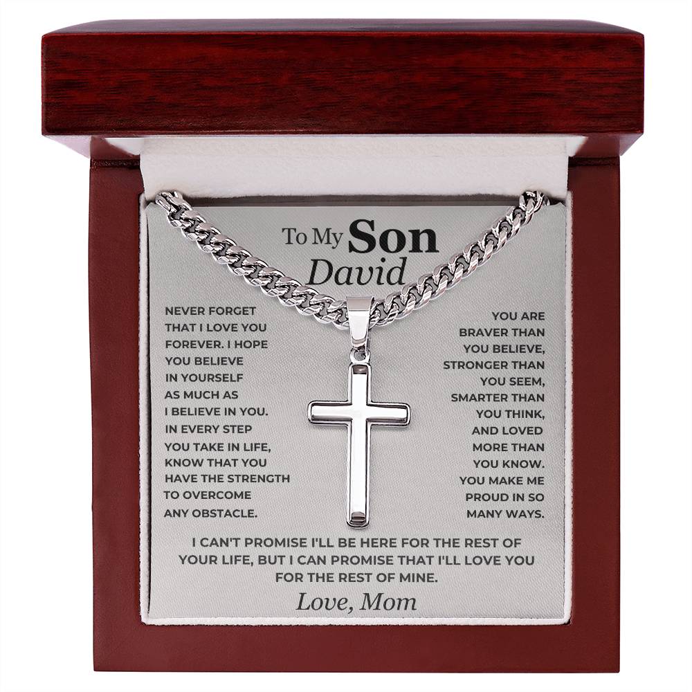 To My Son - Cuban Link Chain - Personalized Artisan Cross Gift Set