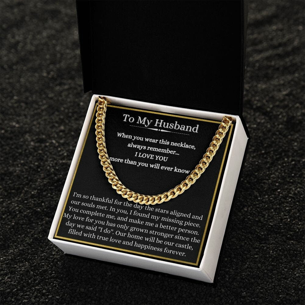 To My Husband Cuban Chain Necklace, Husband Birthday Gift, Romantic Anniversary Gift for Husband from Wife, To My Husband Cuban Chain - Stacy Style