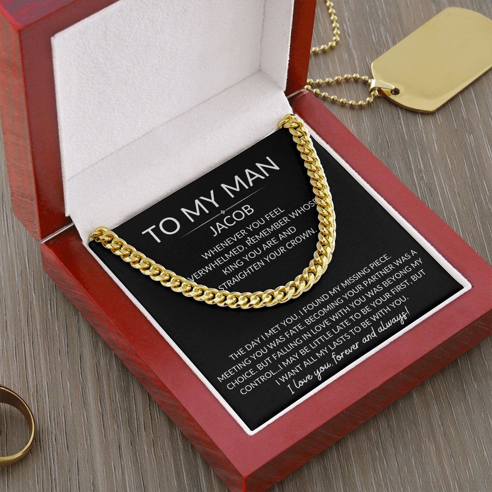 Cuban Link Chain Necklace for My Man - Anniversary Gifts for Boyfriend - Boyfriend Christmas Gift for Him - Straighten Your Crown - Stacy Style