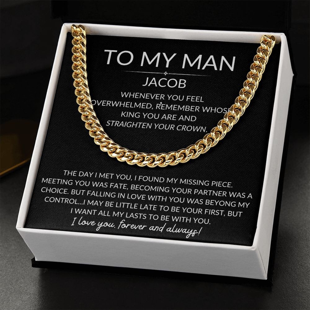 Cuban Link Chain Necklace for My Man - Anniversary Gifts for Boyfriend - Boyfriend Christmas Gift for Him - Straighten Your Crown - Stacy Style