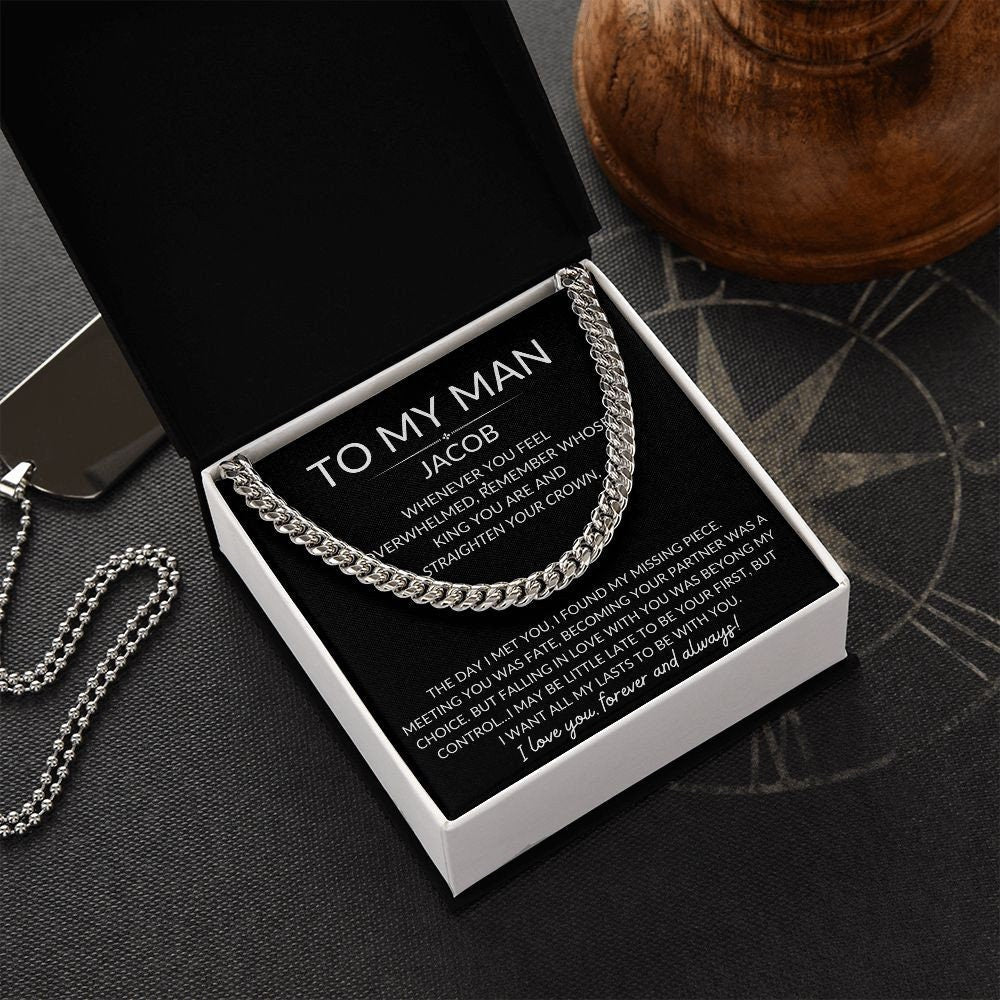 Cuban Link Chain Necklace for My Man - Anniversary Gifts for Boyfriend - Boyfriend Christmas Gift for Him - Straighten Your Crown - Stacy Style