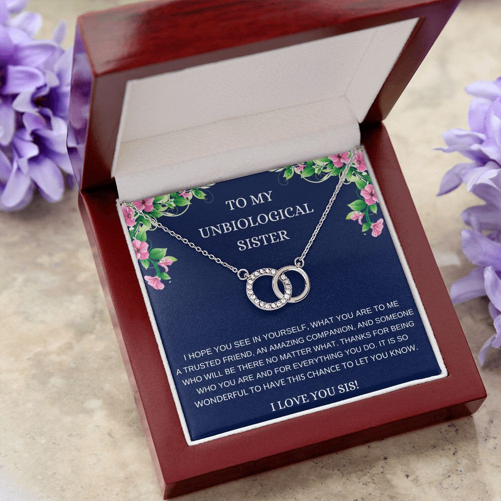 Unbiological Sister Best Friend Gift Jewelry, Long Distance, Quotes, Friends Forever, Perfect Pair Necklace Double Circles - Stacy Style