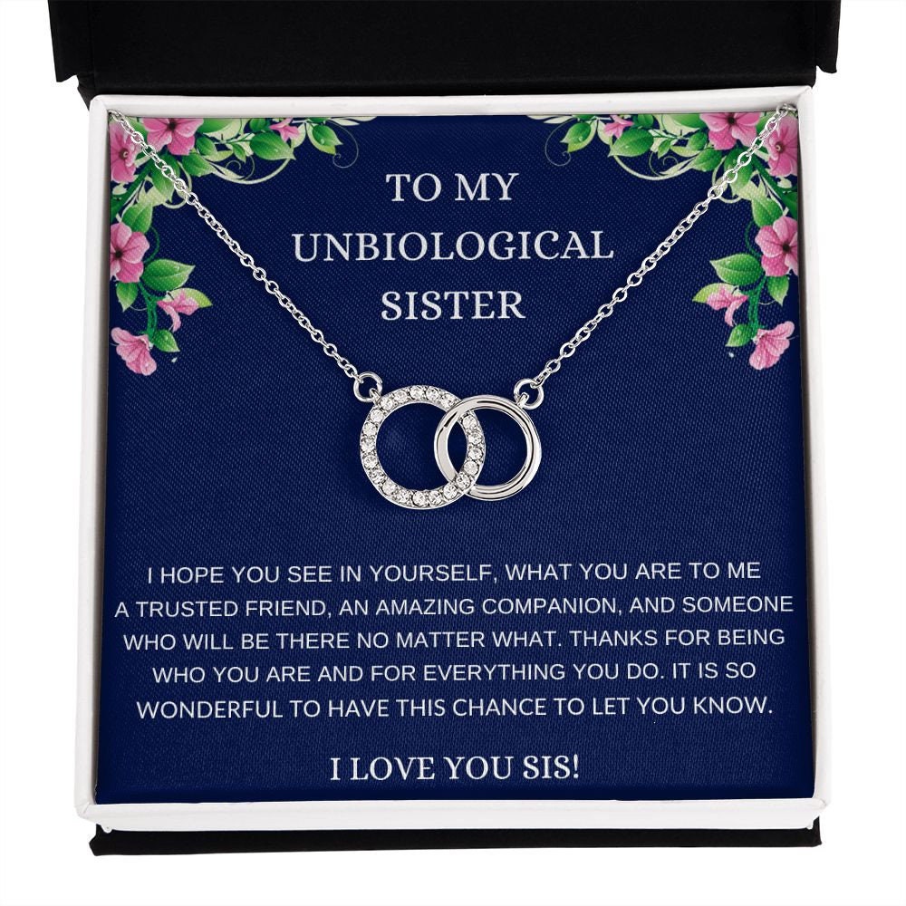 Unbiological Sister Best Friend Gift Jewelry, Long Distance, Quotes, Friends Forever, Perfect Pair Necklace Double Circles - Stacy Style