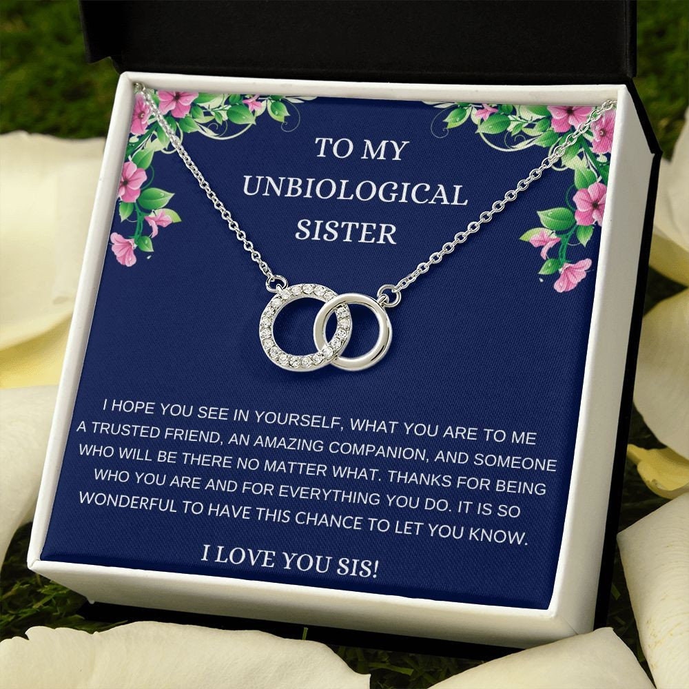 Unbiological Sister Best Friend Gift Jewelry, Long Distance, Quotes, Friends Forever, Perfect Pair Necklace Double Circles - Stacy Style