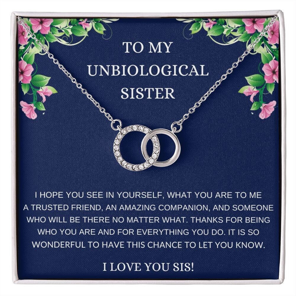 Unbiological Sister Best Friend Gift Jewelry, Long Distance, Quotes, Friends Forever, Perfect Pair Necklace Double Circles - Stacy Style