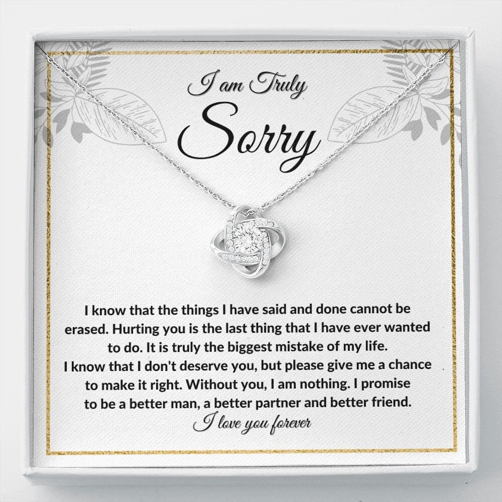 I'm sorry gifts- Apology Gifts for Her, Love Knot Necklace, Break up gift, Forgiveness Necklace, Sorry Necklace for girlfriend, wife - Stacy Style