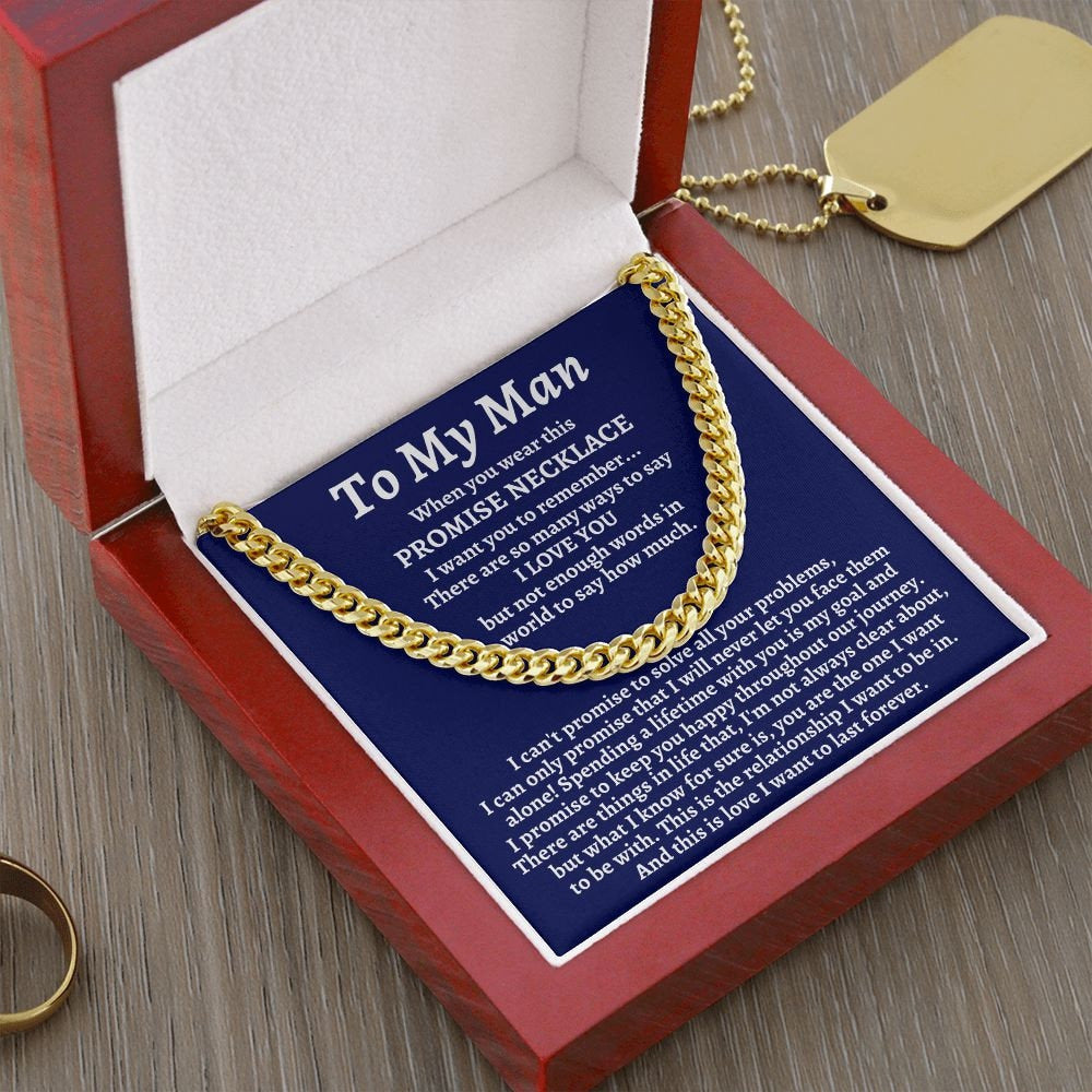 To My Man Cuban Chain Necklace/Promise Necklace for Him/Christmas Gift for Man/Boyfriend Birthday Gift/Romantic Birthday Gift for Him - Stacy Style