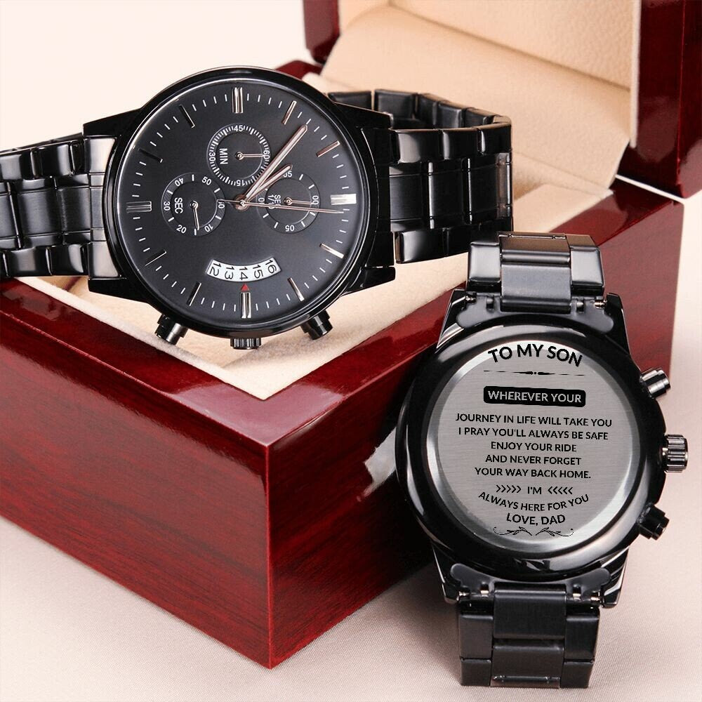 Son Gifts from Dad, Father to Son Gifts, Gifts for Son on Birthday, Grown Up Son Watch Gift, Custom Engraved Watch Christmas Gift for Son - Stacy Style